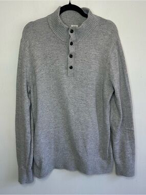 Gap Men’s Light Gray Long Sleeve Sweater 1/4 Button Size L Large